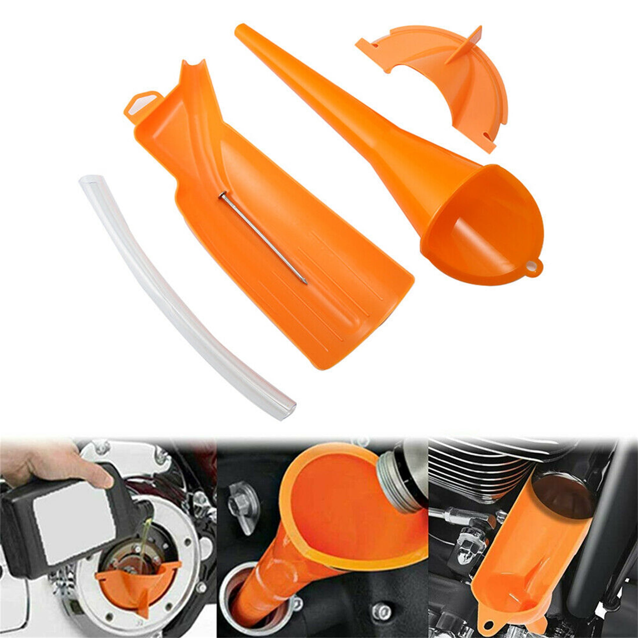 Motorcycle Oil Fill Funnel Filter Funnel Catcher Drain Refueling Tool For Harley