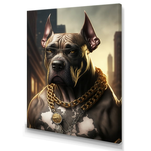 Designart Great Dane Gangster In NYC II Canvas Wall Art