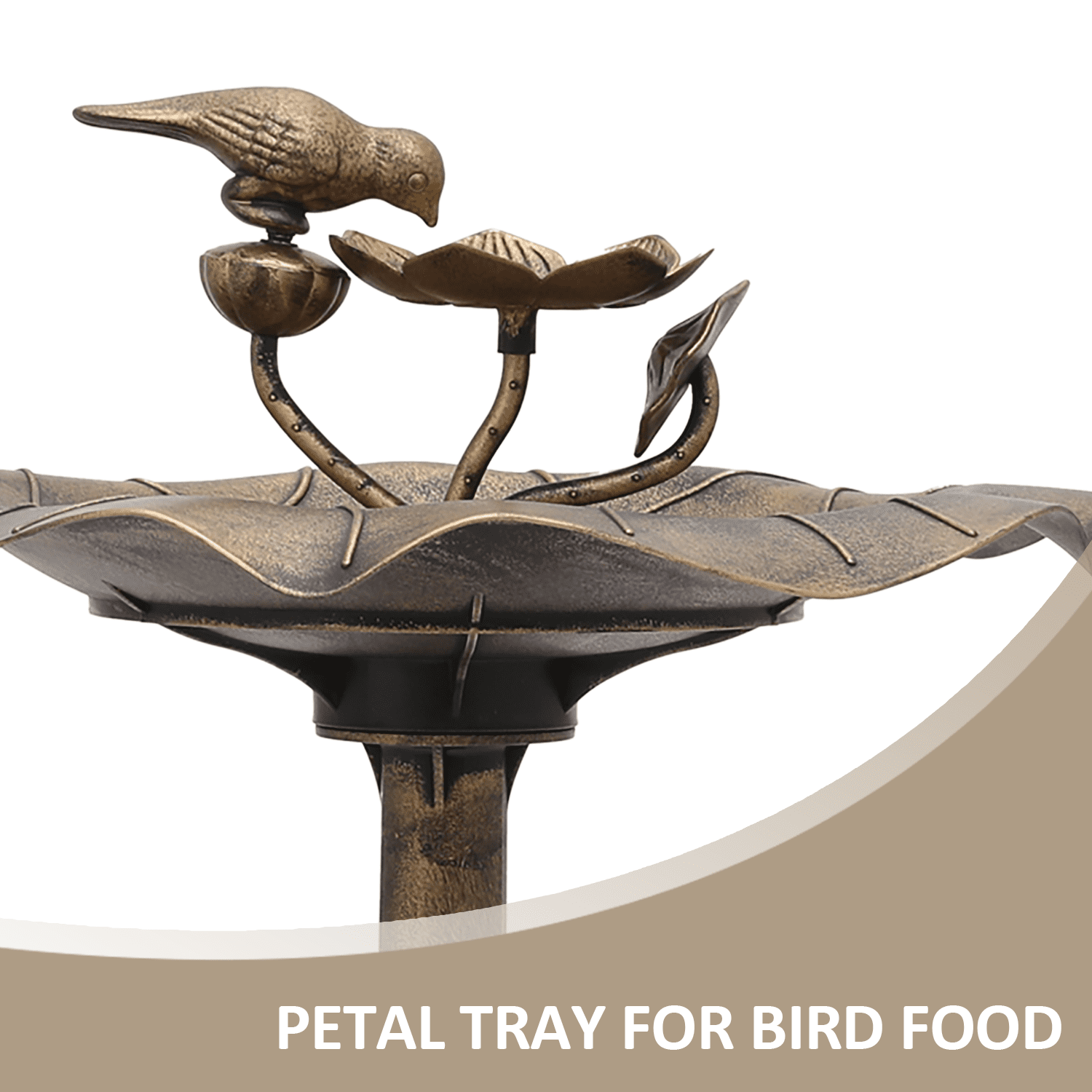BEZT 28'' 2 Tiers Birdbath Water Fountains W/Bird Figurines Outdooror Decor,Bronze