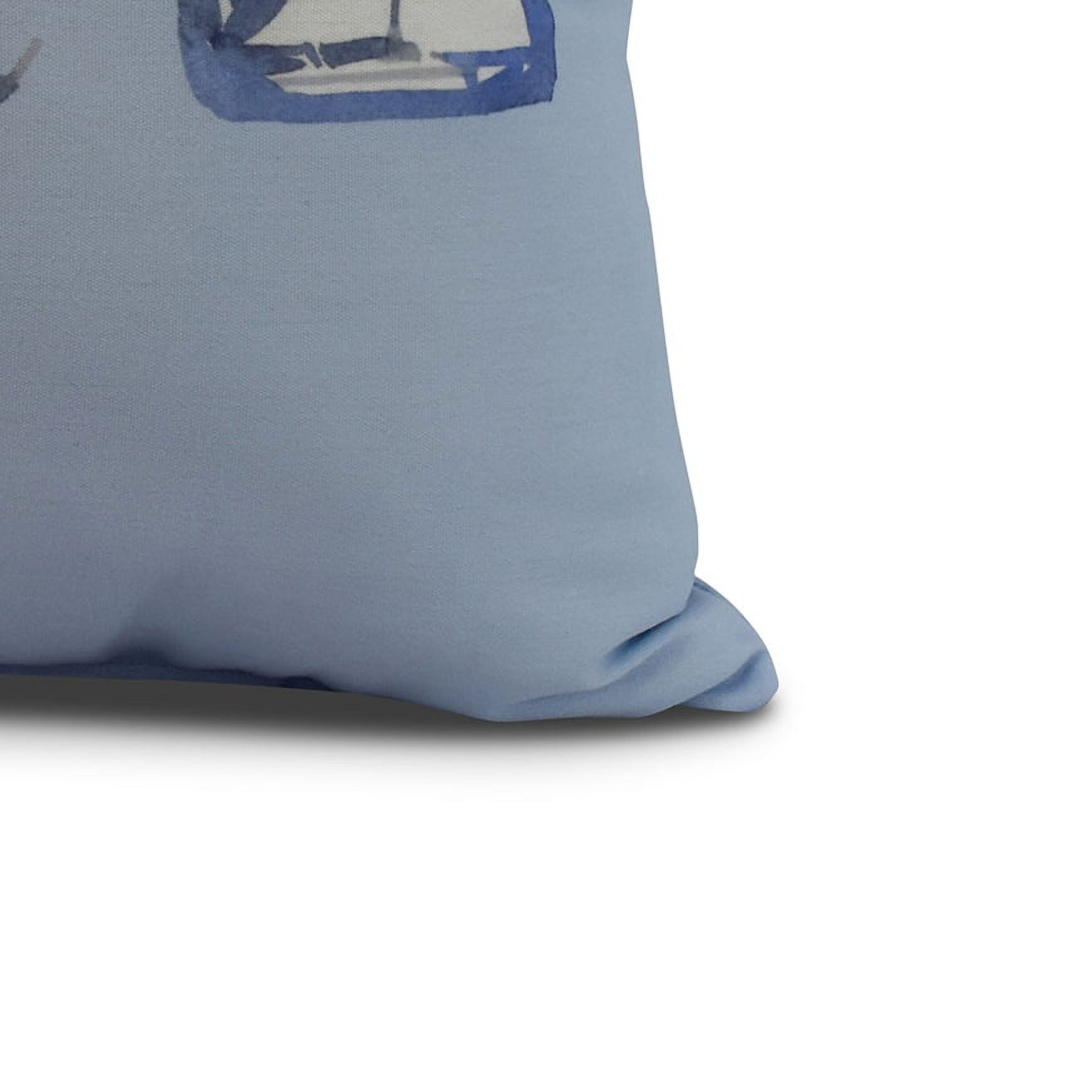 Simply Daisy, 18 x 18 inch, Boat Trio, Geometric Print Pillow, Blue