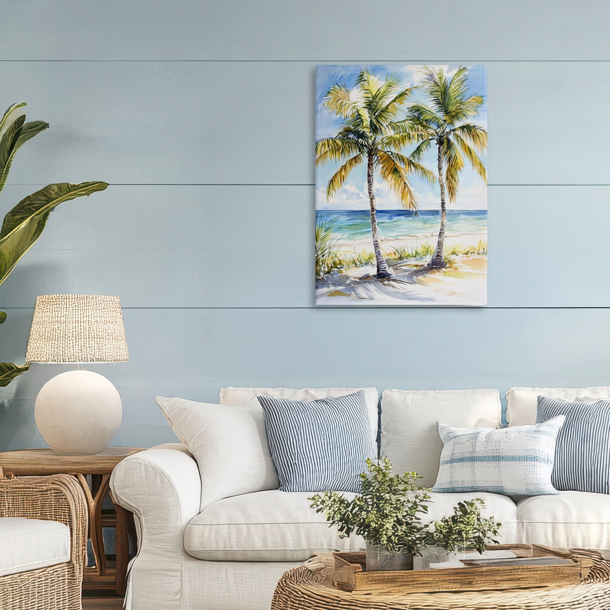 Stupell Industries Sandy Palms Duo Ocean View Canvas Wall Art, design by Petal Prints Design