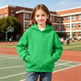 thumbnail image 5 of Besolor Toddler Kids Girls Hooded Sweatshirts Fall Winter Fleece Lined Warm Long Sleeve Pullover Tops with Pockets(18-24 Months,Green), 5 of 6