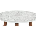 thumbnail image 5 of DecMode 19" x 21" White Wood Handmade Intricately Carved Floral Accent Table with 3 Slender Legs, 1-Piece, 5 of 11