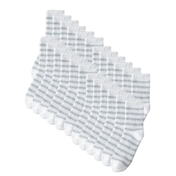 Jgppe Mens Fuzzy Socks 12 Pairs Warm Soft Home Slipper Socks Sleeping Crew Socks Winter Fall Indoor