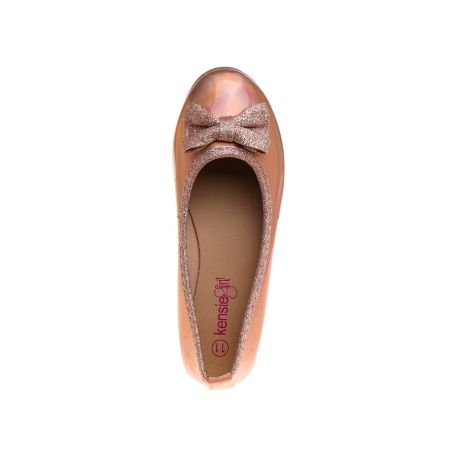 Kensie Girl Ballerinas Girls Shoes with Bow, Rose Golden, 1