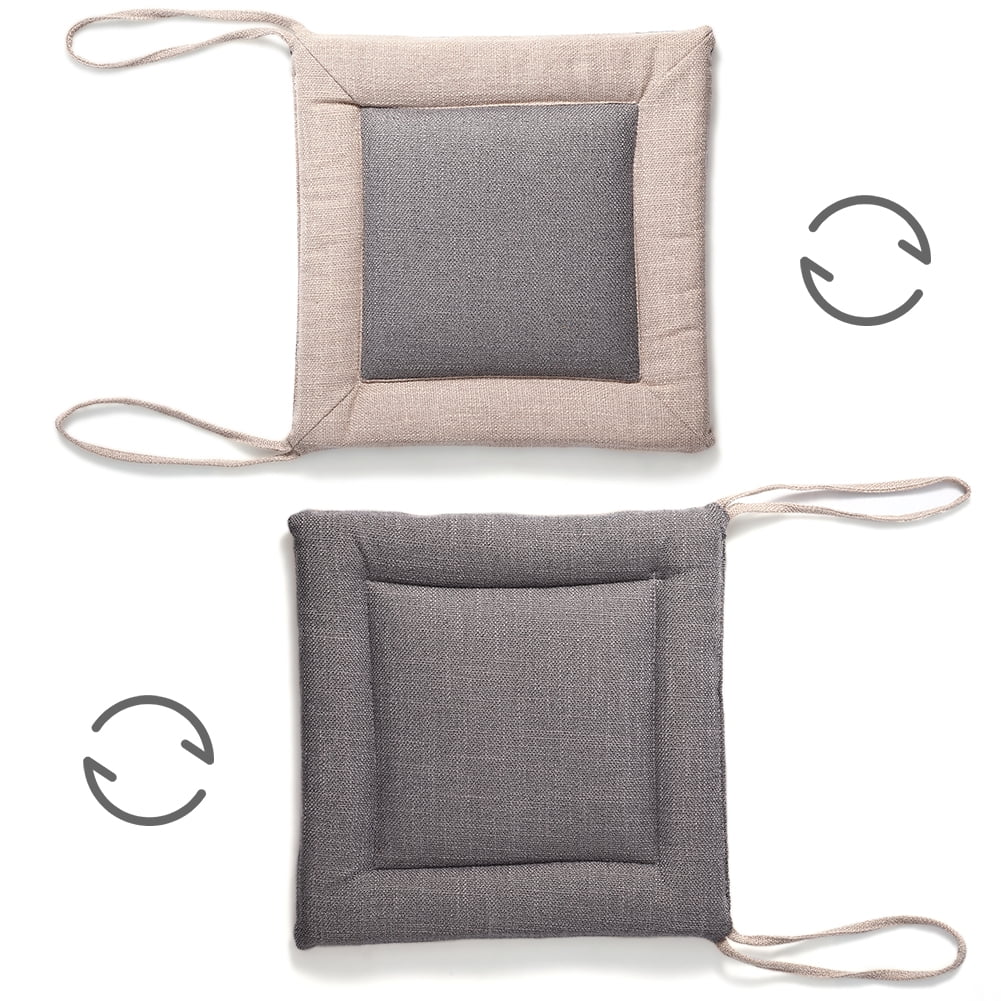Triani Outdoor Chair Cushions (Set of 2) 16x16 Inches Patio Seat Cushions Gray Cotton Linen Square Chair Pads for Patio Furniture Garden Home Office