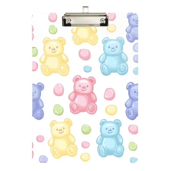 FORMRS Acrylic Clipboard with Low Profile Clip Standard A4 Letter Size, 12.5" x 9", Colorful Gummy Bears Pattern