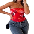 thumbnail image 2 of Hauts Tube Imprimés Mode pour Femmes Débardeurs Sans Bretelles Col Bateau Mode Urbaine, 2 of 6
