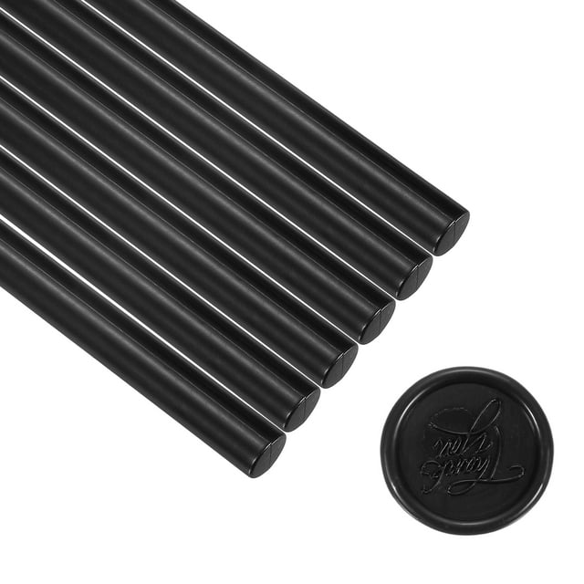 Uxcell 6 Pcs Palos de Cera para Sellar, Palos de Cera para Sello de Pistola de Pegamento para Sellos de Sobres, Cartas, Invitaciones de Boda, Manualidades y Envoltorios, Negro