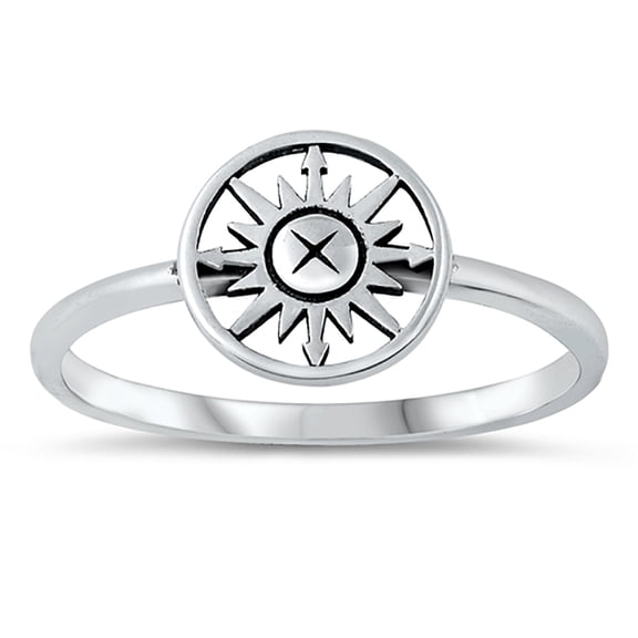 All In Stock Plain Cutout Compass Sterling Silver Ring Size 9