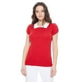 thumbnail image 4 of YEMAK Women's Classic Contrast Collar Short Sleeve Knit Pullover Sweater MK3591-PCK/HON-M, 4 of 5