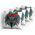 thumbnail image 5 of Ambesonne Tribal Throw Pillow Cover 4 Pack, Wolf Animal Theme, 24", Teal White and Red, 5 of 7