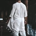 thumbnail image 4 of Men's Summer Beach Kimono Shirt Short Half Sleeve Chiffon Open Front Shirt Solid Color Lightweight Sun Protection Casual Long Cardigan Size 3XL White, 4 of 6