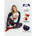 thumbnail image 5 of PatPat Women Christmas Pajamas Sets Family Matching Pjs Blue Letter Print Long Sleeve Loungewear with Socks, 2-Piece, Size L, 5 of 12