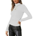 thumbnail image 4 of Diufon Women's Turtleneck Shirts Slim Stretchy Long Sleeve Tops Ribbed Knit Basic Blouse Fall Winter Warm Top, 4 of 10