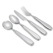 Special Supplies Adaptive Utensils (4-Piece Premium Stainless Steel) Wide, 7oz. Each Heavy Weighted, Non-Slip Handles for Hand Tremors, Arthritis, Parkinson?s or Elderly Use, Knife, Fork, Spoons