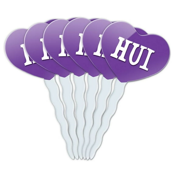 Hui Heart Love Cupcake Picks Toppers - Set of 6