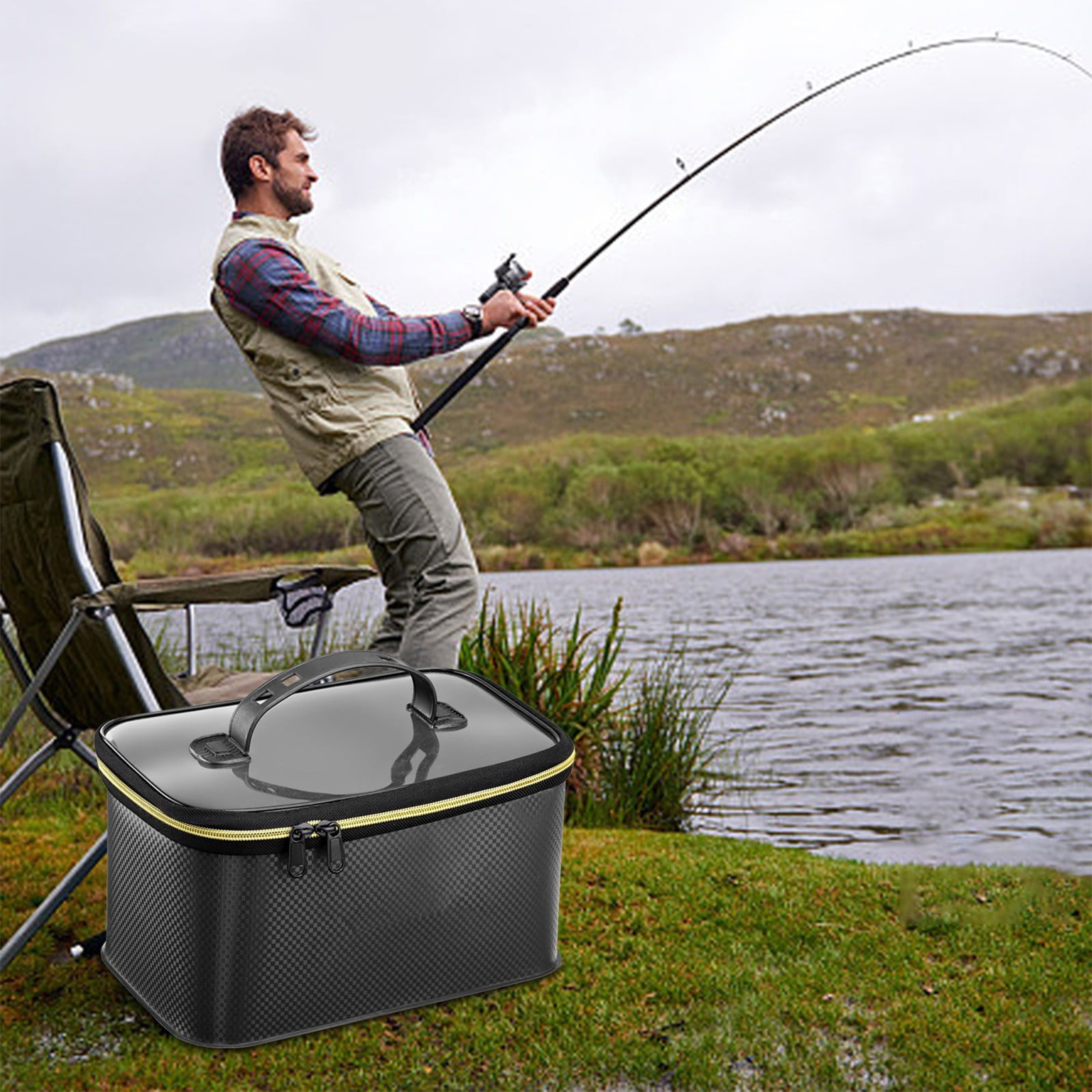 bucket mouth tackle box Meiho BM-7000 Black The double opening lid 13 Fishing Code Chrome Style:SEIC73ML Fertilizer Type:Powdered/Granulated/Meal