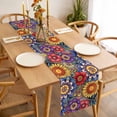 thumbnail image 3 of Boho Blue Flower Table Runner - 70 Inch Long Spring Bohemia Chic Red Yellow Floral Cotton and Linen Blended Dress Scarves Farmhouse Table Runner for Kitchen Dining, Coffee Table, 13" x 70", 3 of 8
