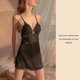 thumbnail image 5 of Ropa de dormir negra con cuello en V para mujer, ropa de dormir de satén, camisón de encaje sin espalda, pijama Sexy con tirantes ajustables para el hombro, 5 of 6