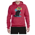 thumbnail image 2 of Cool California Beach Kitten Silhouette Sun Cat | Mens Cat Lover Hooded Sweatshirt Graphic Hoodie, Vintage Heather Red, Medium, 2 of 4