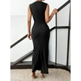 thumbnail image 5 of Women'S Ruched Bodycon Dress Summer Casual Sleeveless Back Slit Elegant Club Evening Cocktail Maxi Dresses Black L, 5 of 7
