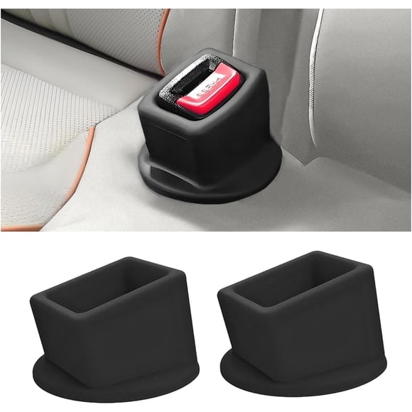 Car Seat Belt Buckle Holder, 2PCS Silicone Seatbelt Booster for Easy Access, Automotive Fasten Holder to Make Receptacle Stand Upright, Compatible with Most Vehicle (Black) Black -