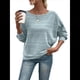 thumbnail image 3 of Blusas de Larga Suaves para Mujer, Cuello Redondo, Estilo Jersey, Informales, de Punto, con de Murciélago, Grandes, 2025 Azul XXXL, 3 of 9