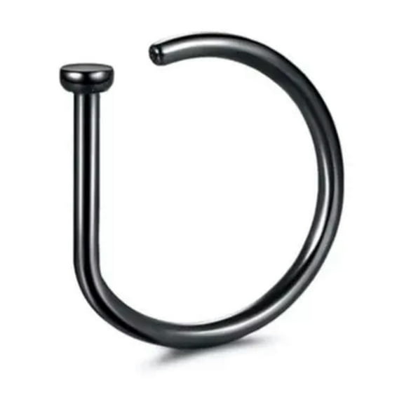 GKNET D-Shaped Alloy Cartilage Tragus Septum Fake Piercing Nose Hoop Ring Delicate Jewelry -Black-1cm