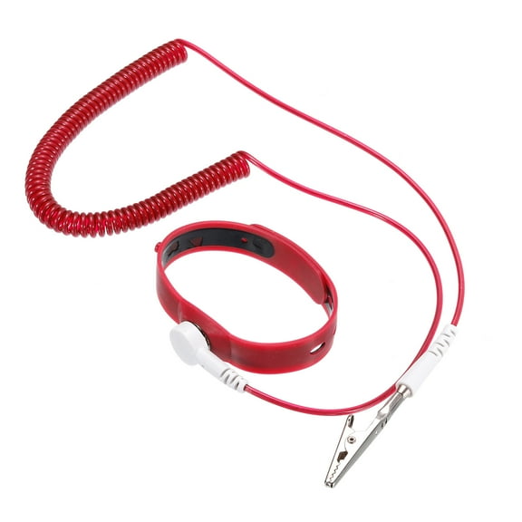 Uxcell ESD Anti Static Wrist Strap 7.87ft Silicone Adjustable Antistatic Bracelet Wired Computer Electronics Repair Red