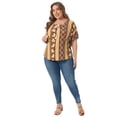 thumbnail image 3 of DARING DIVA Women's Plus Boho Tops Floral Tied V Neck Blouse Shirts 2X Brown, 3 of 6