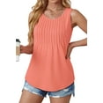 thumbnail image 3 of Fantaslook Womens Tank Tops Dressy Casual Sleeveless Blouses Crew Neck Pleated Tunic Shirts Summer Tops, 3 of 9