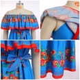 thumbnail image 5 of IDOPIP Women's Mexican Dress Off Shoulder Floral Print Maxi Dress XL Blue, 5 of 9