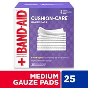 Band-Aid Brand Cushion Care Gauze Pads, Medium, 3 in x 3 in, 25 Ct