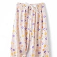 thumbnail image 4 of Tnhcen Women's Summer Floral Print Cotton Palazzo Pants Lightweight Boho Wide Leg Trousers Free Size Beach Vacation Casual Loungewear, 4 of 5