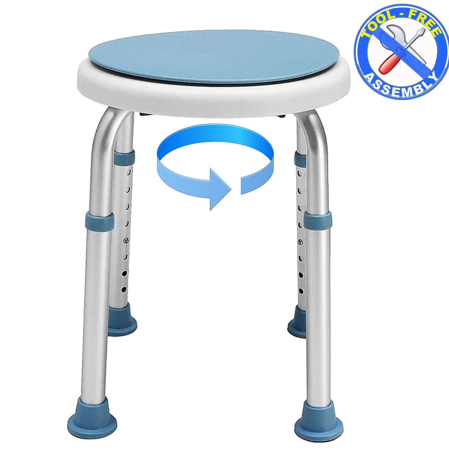 verdamping zaterdag Meetbaar Shower Stool Swiveling Adjustable Chair Seat - Round Rotating Safety Bath  Seat With Anti-Slip Rubber Tips for Safety and Stability For Seniors,  Elderly, Handicap, Disabled - Walmart.com