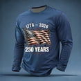 thumbnail image 2 of FINALGANG Mens Long Sleeve American 250th Anniversary TShirts American Flag Print Casual Crewneck Tees For Independence Day Celebration Daily Wear Blue S, 2 of 5