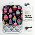 thumbnail image 3 of 4 Pack Pot Holders,Kitchen Essential, Potholder Set,Colorful Cupcakes On A Black Background, 3 of 6