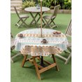 thumbnail image 5 of Outdoor Tablecloth with Umbrella Hole Zipper Orange Green Ethnic Tribe Round Tablecloth 60" Waterproof Outside Table Cloth Boho Traditional Geometric Patio Table Cover Tablecloths for Picnic Party, 5 of 8