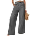 thumbnail image 2 of Jxximdong Palazzo Pants for Women, Casual Cotton and Linen Wide Leg Pants with Pockets Boho Palazzo High Waist Trousers, Gray Womens Casual Trousers, 2 of 9