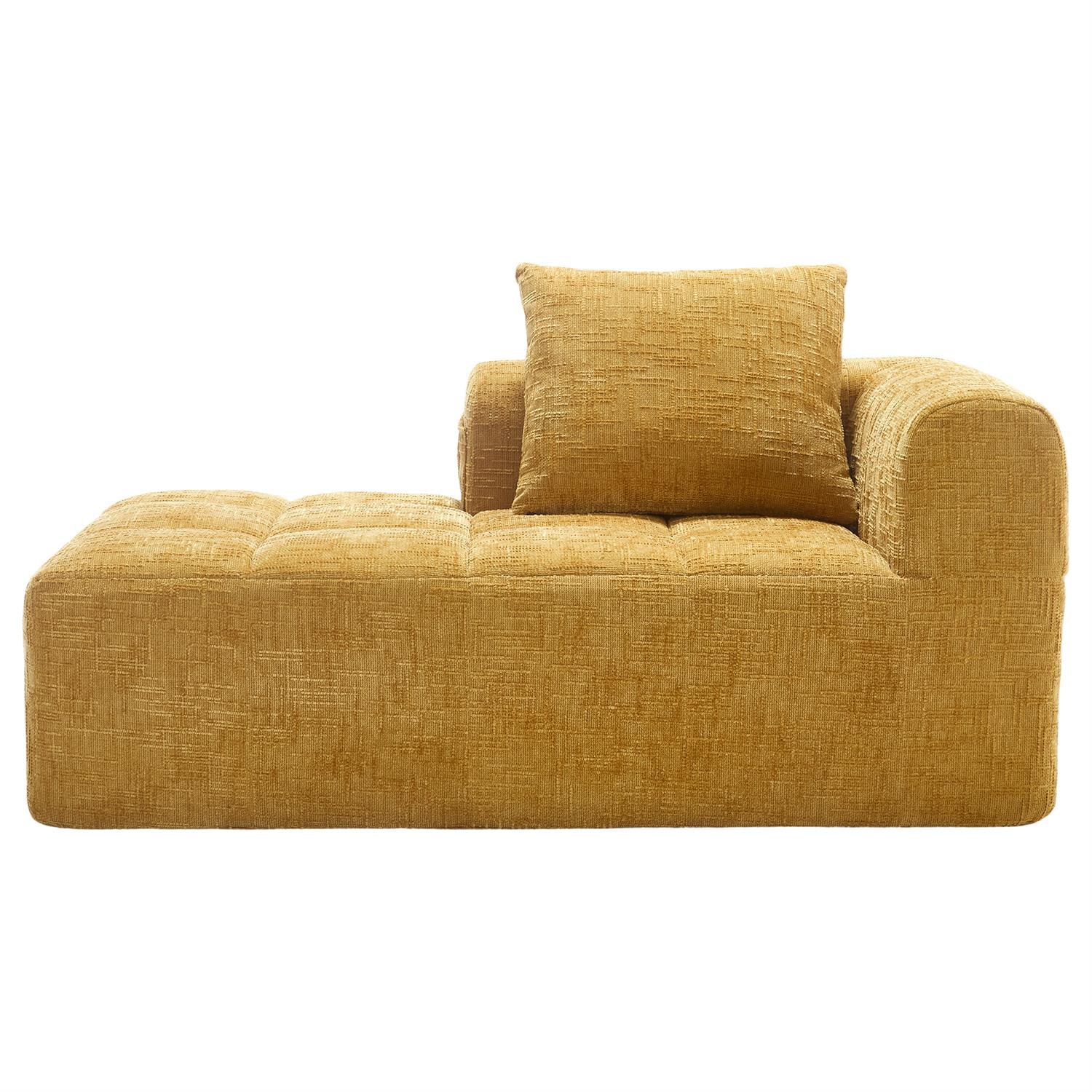Demi Bonn 62" Plush Chenille Loveseat Sofa, Modular Sleeper for Living Room, Bedroom, Apartment Lounge, Stylish & Comfortable Couch, Yellow