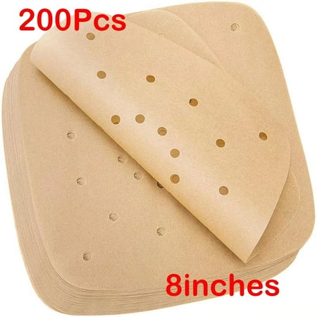 Air Fryer Paper Disposable Steamer Liners Kitchen Bakeware Papers Baking Non-Stick Steaming Mat-200pcs 6.5"-9"