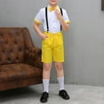 thumbnail image 4 of Summer Savings Clearance 2025! THDHVS Boys Suit,Boys Summer Outfits,Summer Solid Color Casual Suit Performance Suit Formal Dress with Bow Tie Sets Short Sleeve Lapel Sets Yellow 13-14 Years, 4 of 4