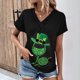 thumbnail image 1 of Fiudx Tops para Mujer Top de Primavera/Verano de Manga Corta Informal con Cuello En V Estampado Del Día de San Patricio para Mujer, 1 of 5