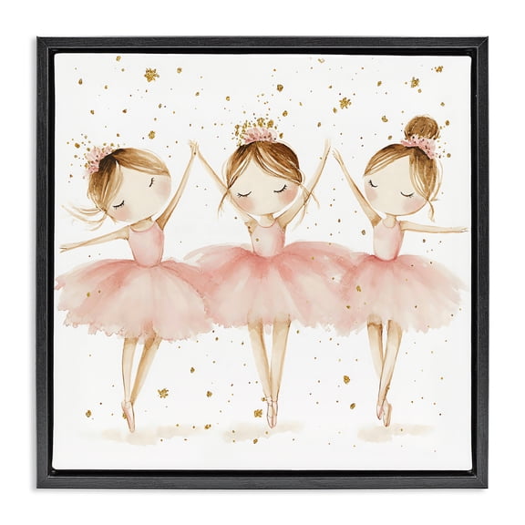 Stupell Industries Trio Of Ballerinas Black Framed Floater Canvas Wall Art, design by Creative Studio