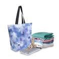 thumbnail image 2 of Open Top Canvas Tote Bag with Zipper Reusable Shopping Bag 13.5x15" Roomy Carryall Blue Squares and Shapes, 2 of 9