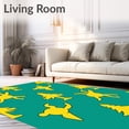 thumbnail image 2 of ODIKA 3'x5' Machine Washable Non-Slip Area Rug, Whimsical Fir Tree Yoga Stance Half Circle Floor Covering Namaste High Traffic Rug with Pad, Yellow, 612628, 2 of 8