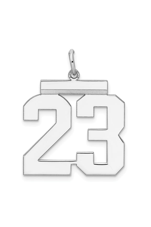 Sterling Silver Rhodium-plated Large Polished Number 23 Charm