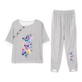 thumbnail image 1 of Qiopertar Ensemble Mode Femme Imprimé Décontracté Ample Col Rond Manches Courtes Haut Pantalon Deux Pièces Liquidation Livraison Gratuite Offres de la Semaine Liquidation, 1 of 5