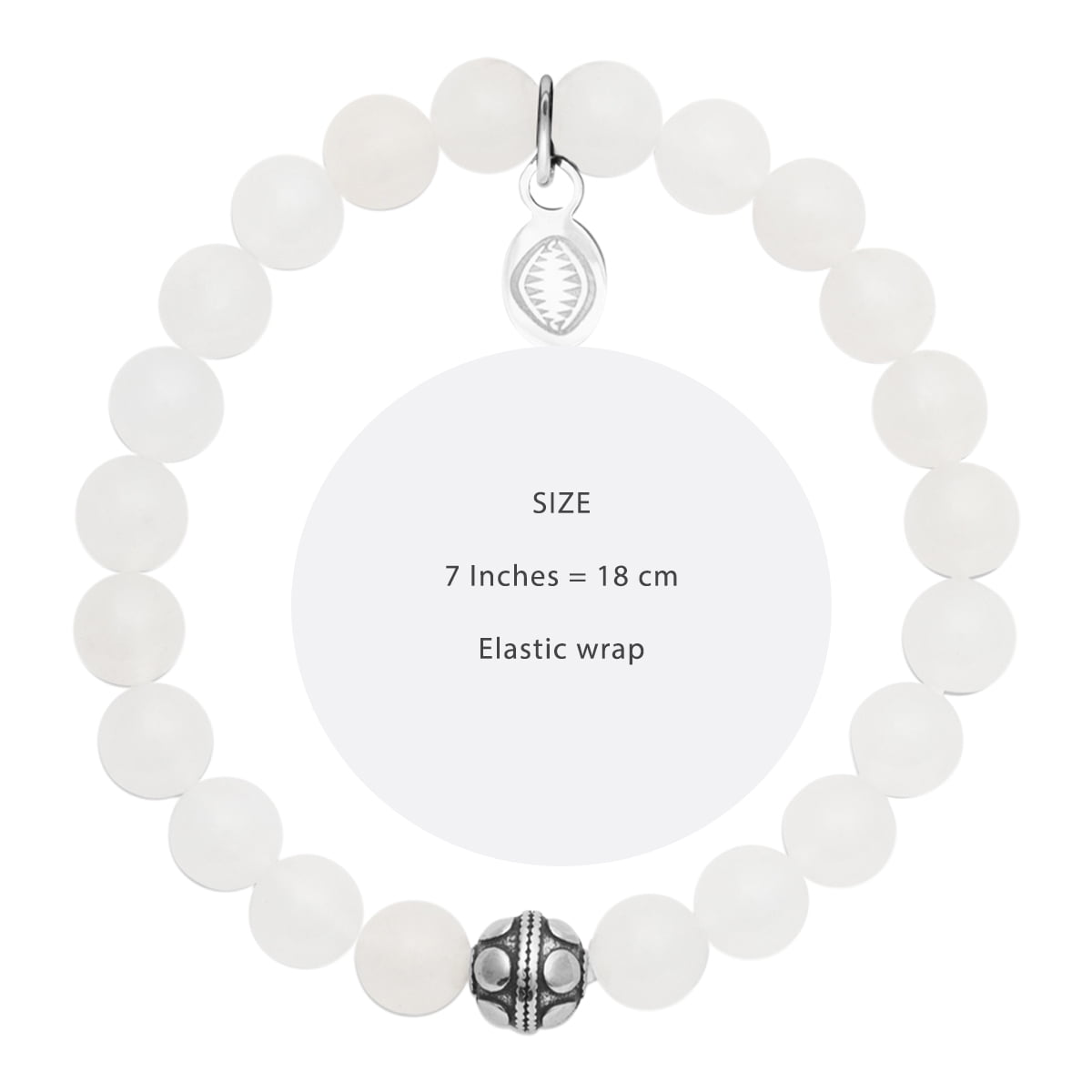 Mystigrey Rio Stainless Steel Bracelet White Jade with Steel BeadSmall For Men and Women